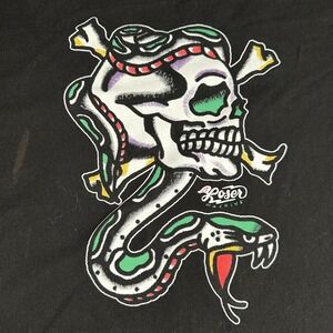 Loser Machine Shirt Mens 2XL Black Skull Snake Pocket Graphic Tee Short Sleeve
